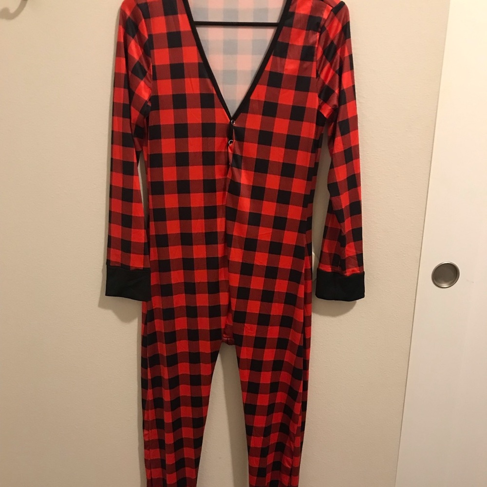 Women’s Plaid Onesie with Detachable Butt Flap